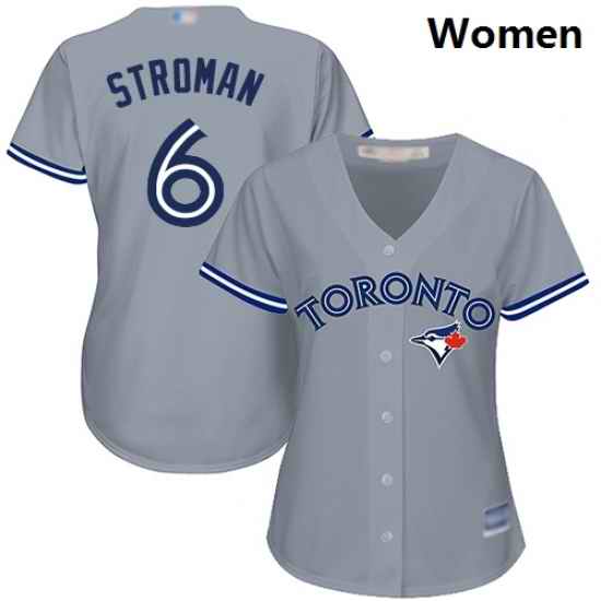 Blue Jays #6 Marcus Stroman Grey Road Women Stitched Baseball Jersey